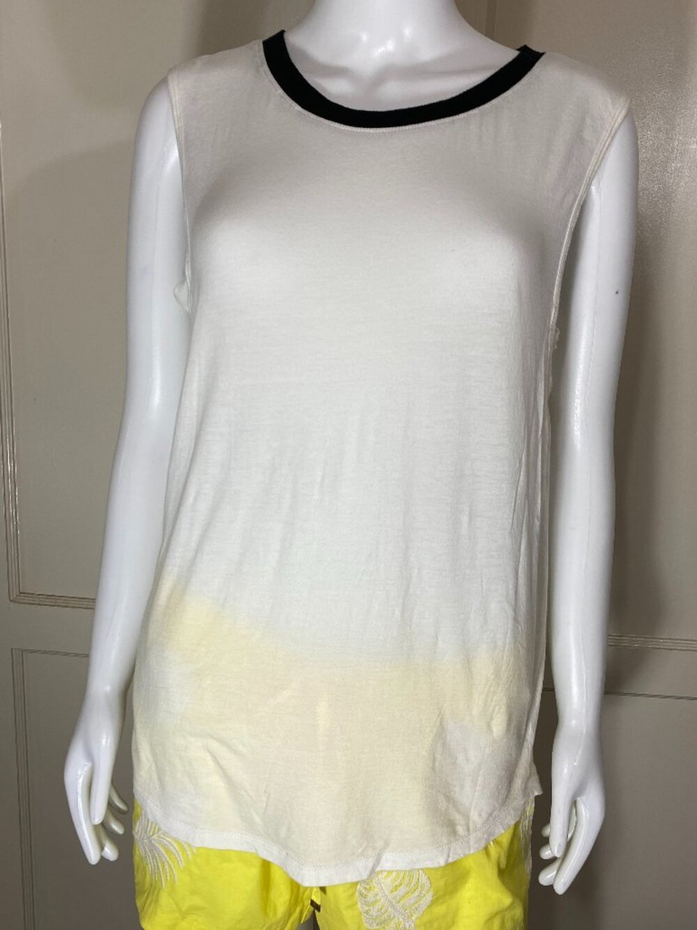 LUNYA 100% Pima Cotton Ringer Tank Top Sleeveless Muscle Tee Ivory Black M ($78)